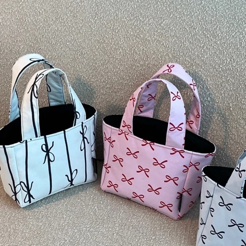 Borsa tote con fiocco Borsa piccola leggera in stile coreano per le donne Pendolarismo Lavoro Uso quotidiano Borsa portaoggetti Moda estetica
