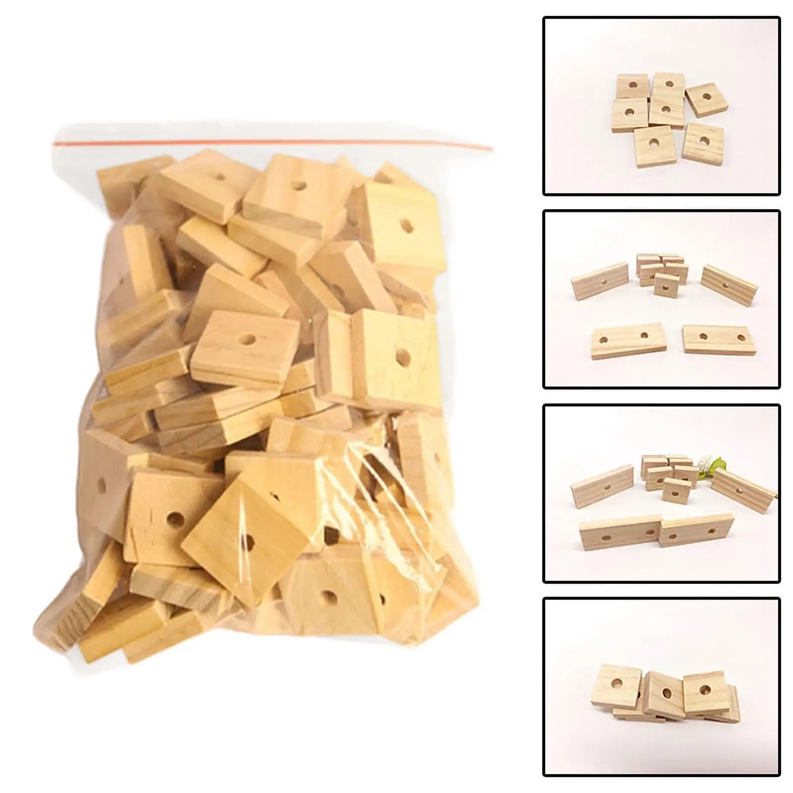Natural Wood Bird Chewing Blocks DIY Parrot Cage Toys Mini Interactive Wood Chips for Large Parrot Play