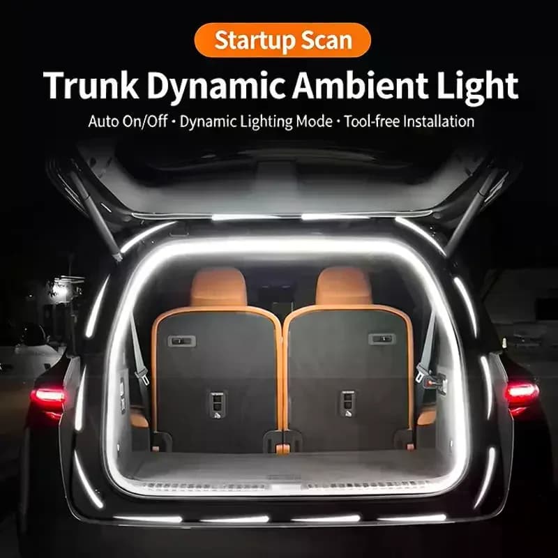 2/4M Car High Brightness Trunk Lighting Ambient Light Interior Decoration LED Wiring Free Automatic Sensing Tailgate Light Strip