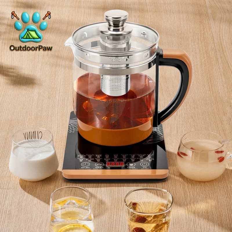1.8L Electric Glass Kettle for Home Office Tea Maker with Removable Infuser 18 Modes Keep Warm 800W