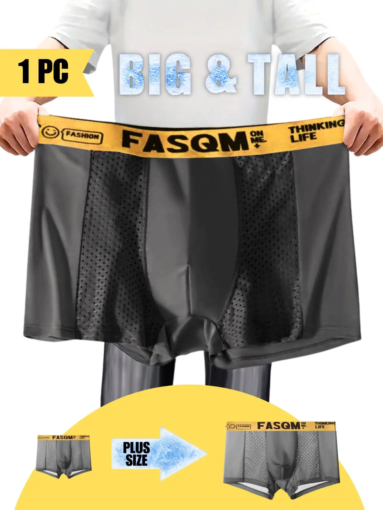 Super Plus Size Fit Uomo Intimo traspirante in seta di ghiaccio Traspirante Boxer ad asciugatura rapida e traspirante Bersagli Boxer da uomo pesanti