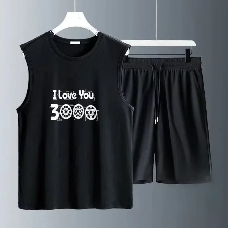 Complete Men's Summer 2026: Set Casual Breathable 2 Pieces T-shirts + Shorts, Sporty Suit Larga with vest and Top Sleeveless for Jogging