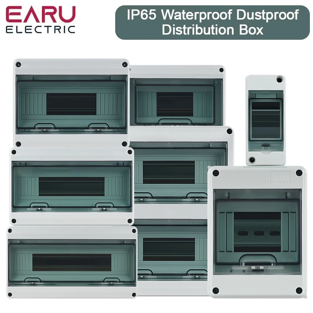 EARU New HT 2/5/8/12/15/18/24 WAY Junction Box PC Plastic Outdoor Electrical IP65 Waterproof Dustproof Distribution Switch Box