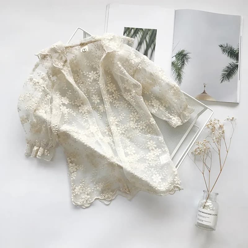 Estate bambino ragazza giacca di pizzo protezione solare abbigliamento protezione UV genitore-figlio beachwear cardigan bambino aria condizionata camicia