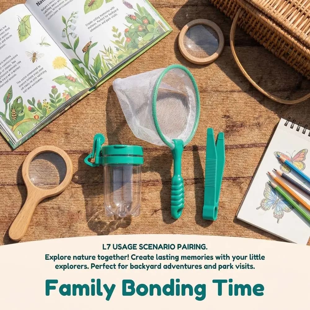 Outdoor adventure set for man: tweezers, toy pliers, tool for exploring nature, clamp for containers, cage for insects, collecting insects (for man and woman)