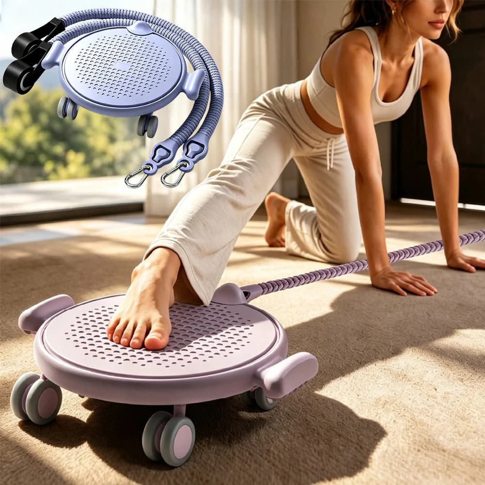 4 Caster Ab Roller with Knee Pad and Resistance Bands, Ab Roller Wheel for Core Exercise, Abdominal Strength Training Home Gym