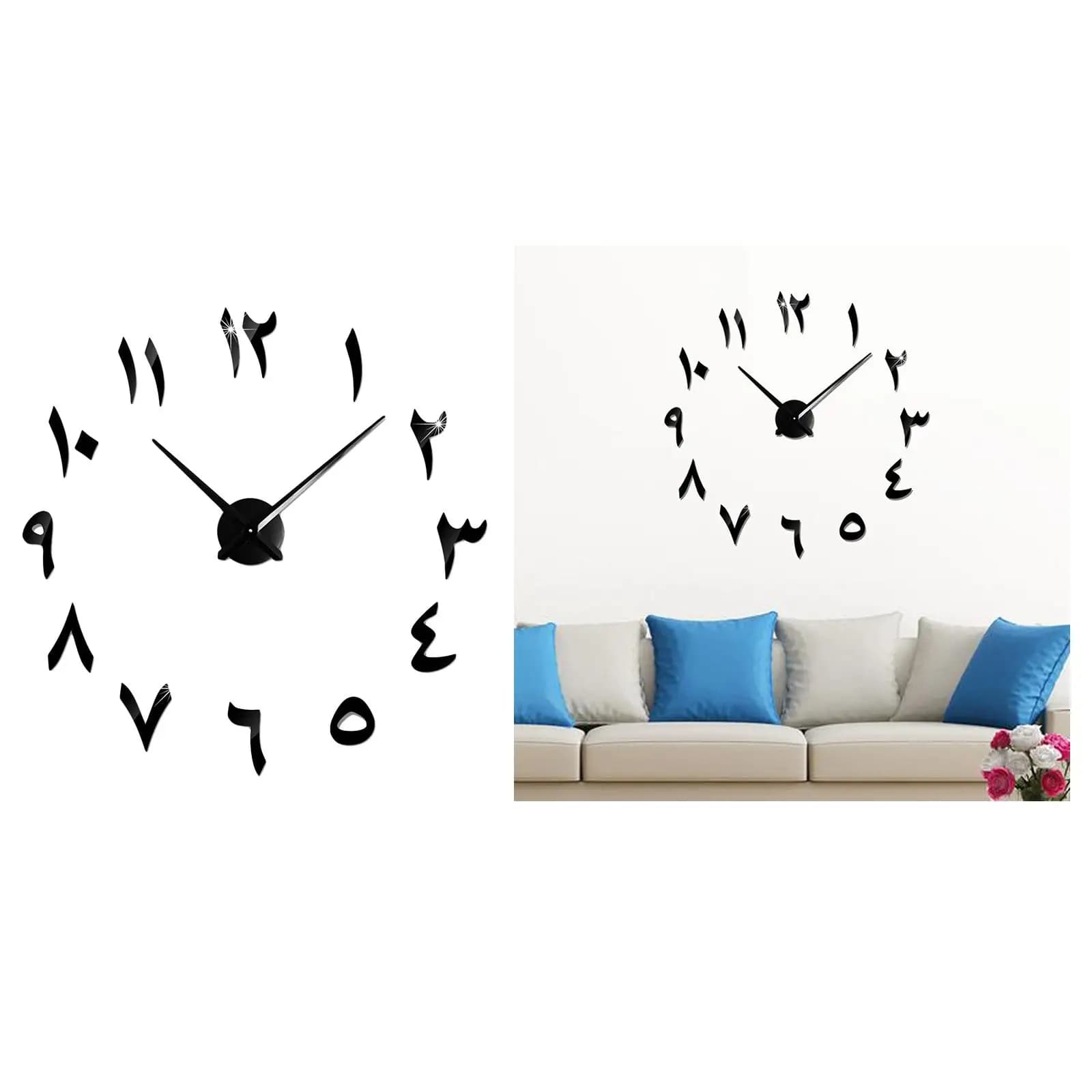 Decorative Wall Stick Mirror Clock Modern Acrylic Silent Mechanism Wall Clock for Bedroom and Kitchen