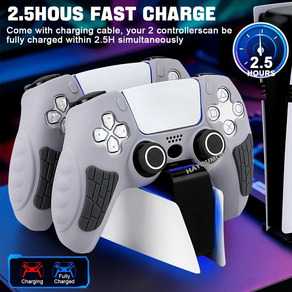 NUOVA Stazione di Ricarica Doppia per Controller PS5, Base di Ricarica per Gamepad PS5 Slim e Fat Wireless