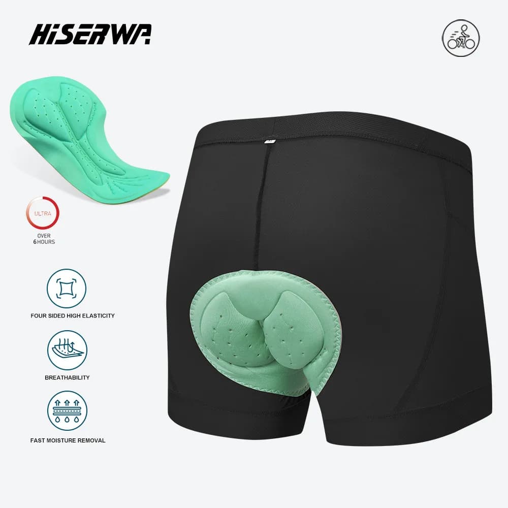Hiserwa Cycling Underwear Shorts 3D Padded Bike Shorts Breathable Quick Dry Bicycle Base Layer Underwear Road MTB Cycling Shorts