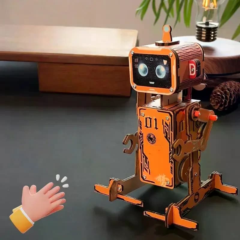 1Set Blocchi di Costruzione Educativi Assemblare Giocattolo FAI DA TE Robot Scienza 3D Puzzle di Legno Attivato Vocale Robot STEM Kit Per I Bambini Adolescenti