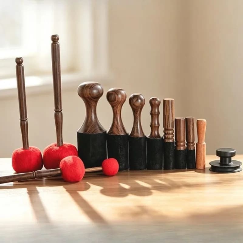 Woolen Bowl Stick Nepal Handmade Wood Leather Sound Healing Bowl Hammer Singing Bowls Suction Device Percussion Accessories