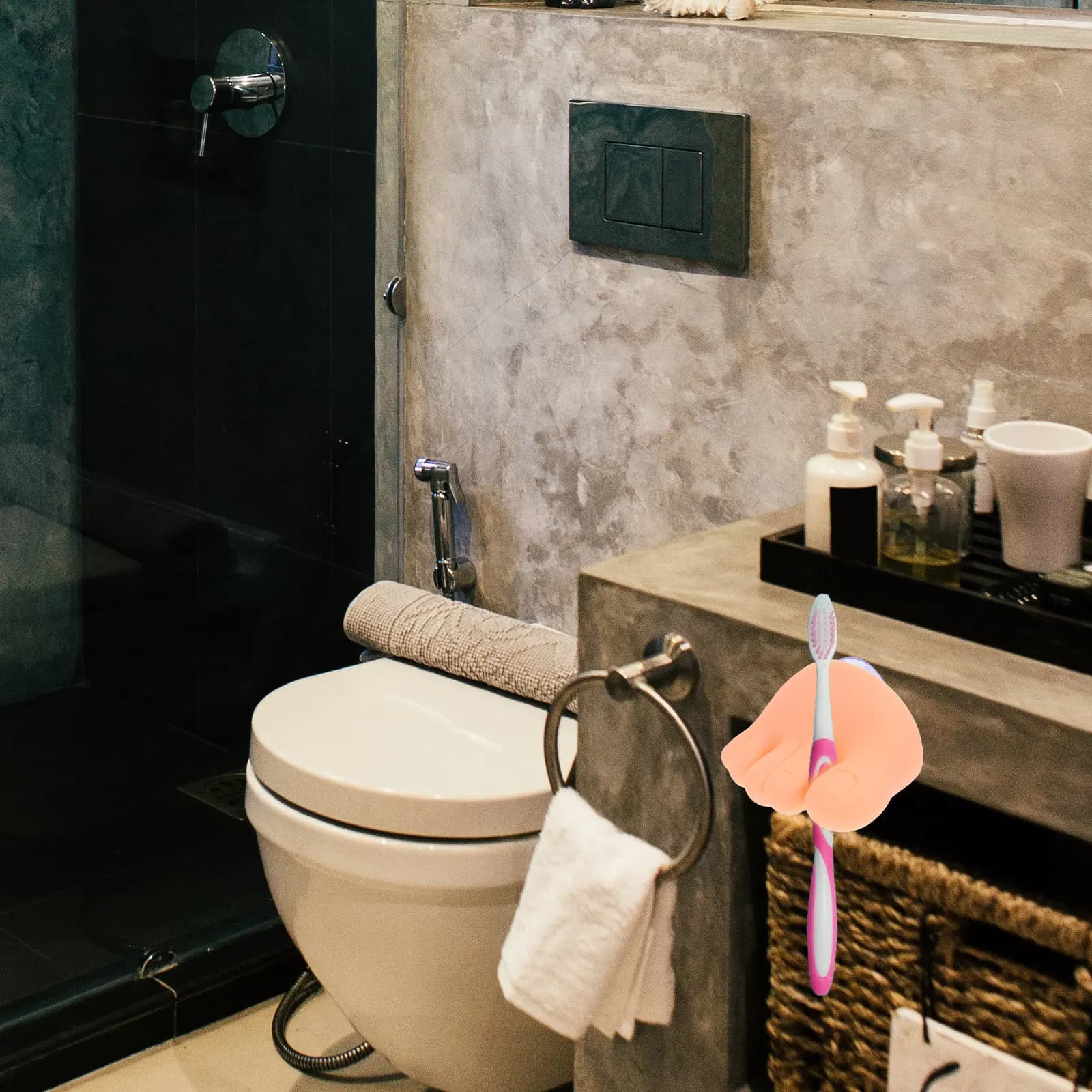 Portaspazzolino a ventosa a forma di piede, organizer per rasoi, penne, matite, cavi, portaoggetti da bagno, appendiabiti sospeso
