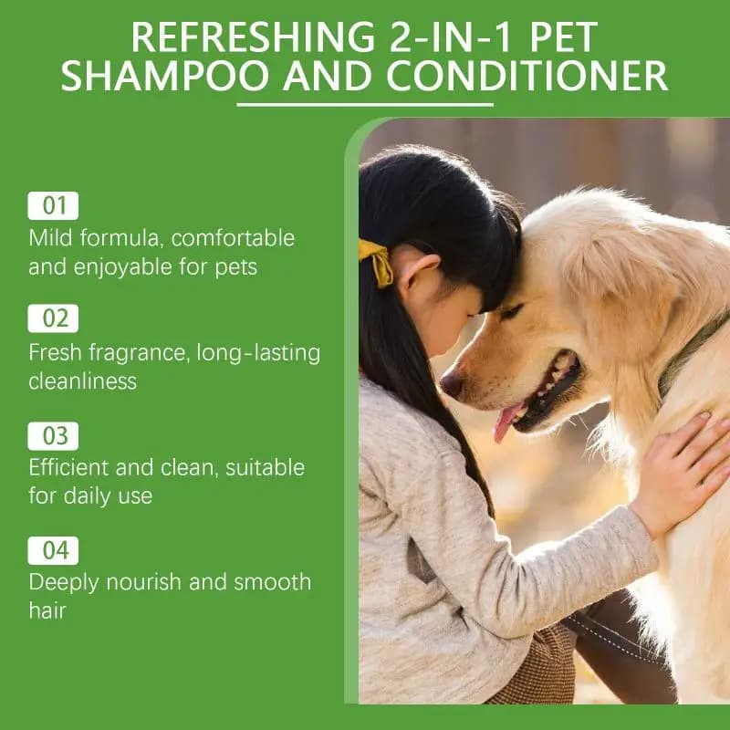 Yegbong Shampoo e Balsamo 2 in 1 per Cani e Gatti, Fragranza a Lunga Durata, Cura del Pelo, Detergente Liquido per il Bagno