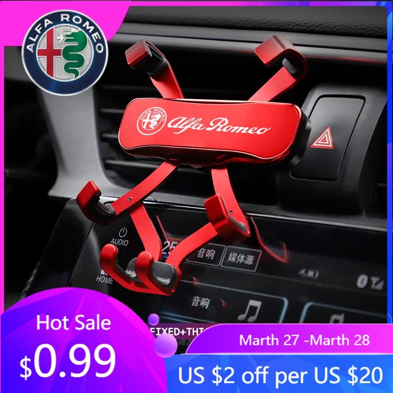 Supporto per Telefono Auto in Lega di Zinco Nuovo Stile per Alfa Romeo Giulietta GT 159 147 156 Mito Brera Giulia F1 St