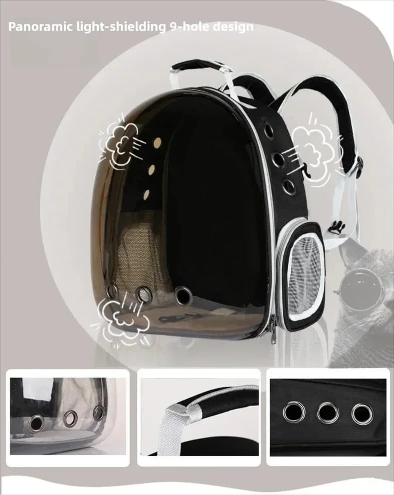 Cat Pet Carrier Backpack - Transparent Capsule Bubble Design, Breathable for Small Animals (Puppy/Kitty/Bird), Ideal for Travel