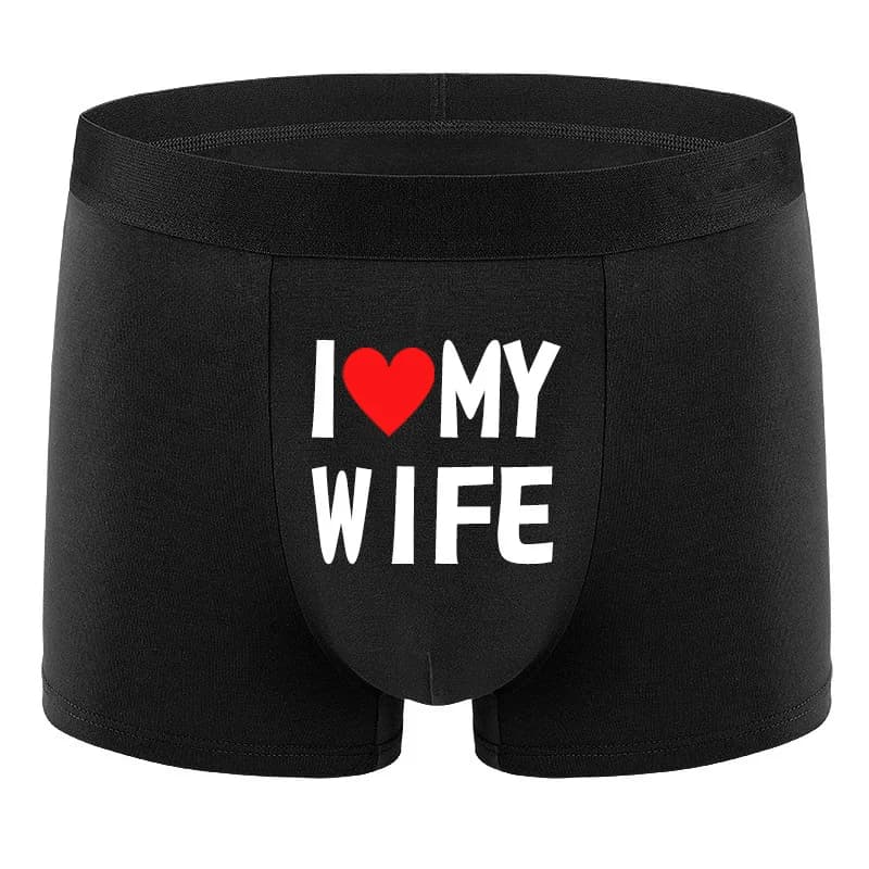 2024 new style man underwear color black man boxer fashion custom print i love my wife soft and breathable men's underwear