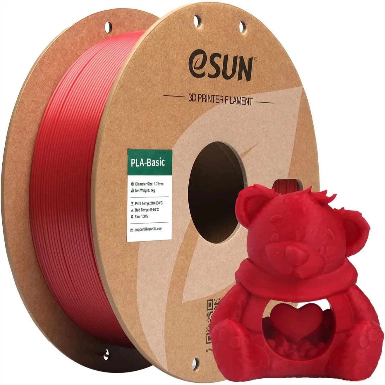 Filamento PLA 1.75mm Bobina da 1KG per Stampa 3D Veloce, Rosso Pompiere
