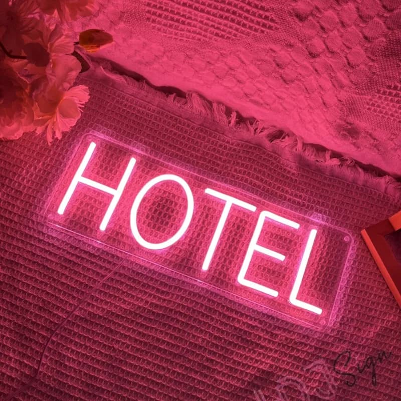 Insegne al neon a LED HOTEL illuminate a cartello aperto, pareti, finestre, decorazioni artistiche per negozi, bar, hotel, ristoranti, negozi al dettaglio, feste, pub