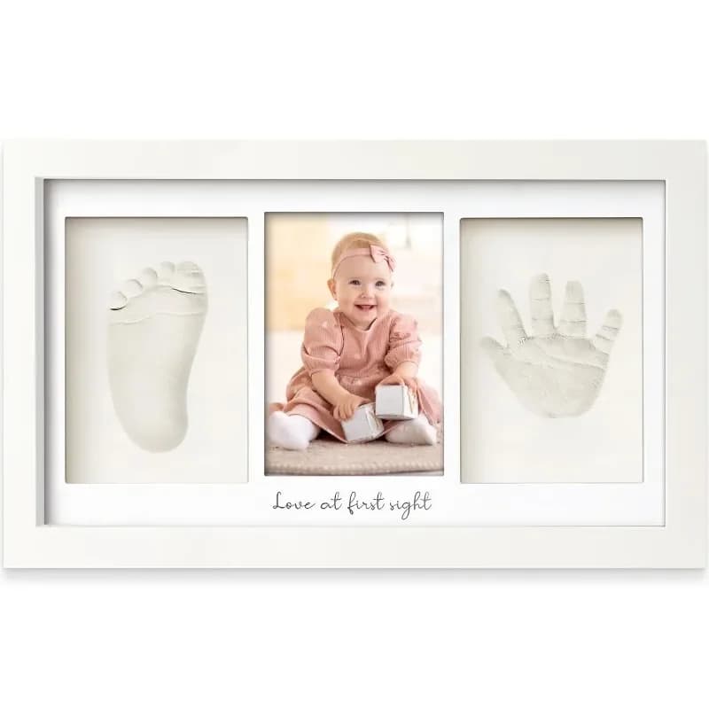 Kit di argilla per impronte di mani per bambini Cornice per ricordi di neonati con vetrina per la scuola materna Regali per la nuova mamma Baby Shower Reg