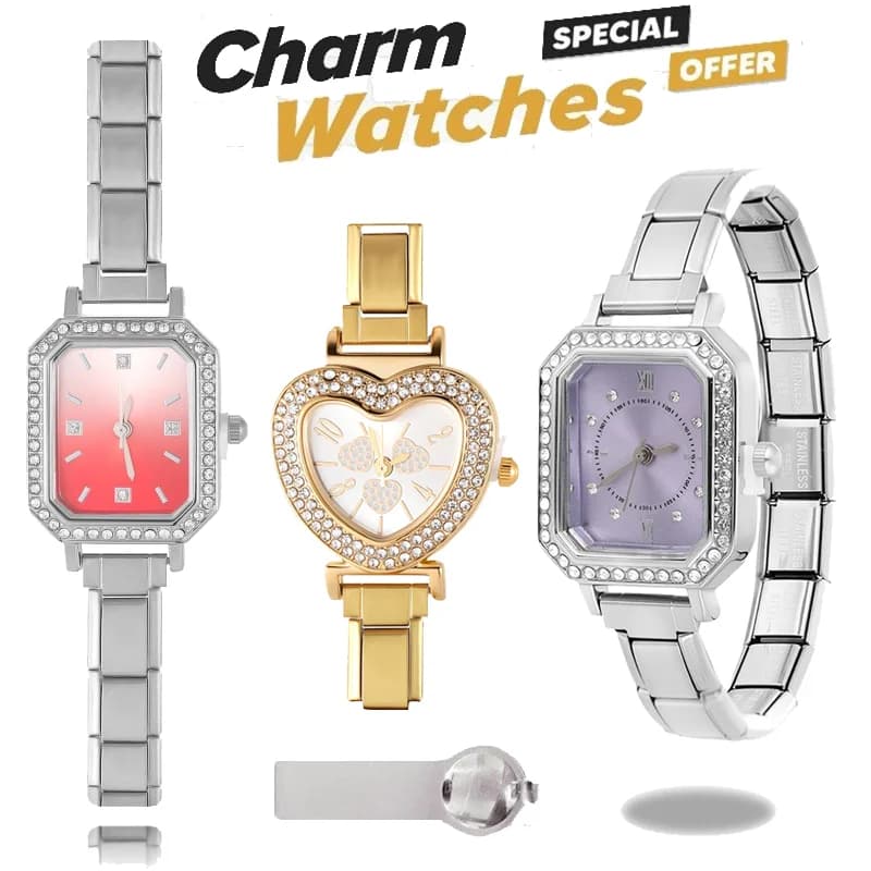 Fashion Italian Elastic Charm DIY 9mm Width Stainless Zircon Watch Womens Bracelet Bangle For Party Friend Birthday Jewelry Gift