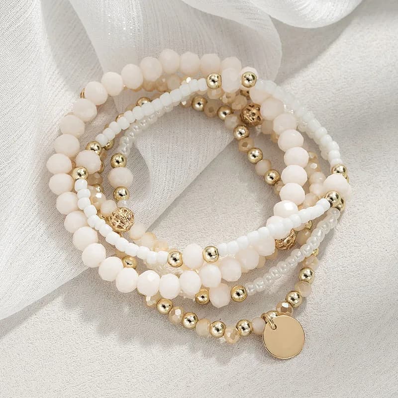 Set di Braccialetti Etnici Boho Y2K con Perline per Donne, Catene di Perline Impilabili, Braccialetti Boho per Ragazze, Accessori per Gioielli da Mano