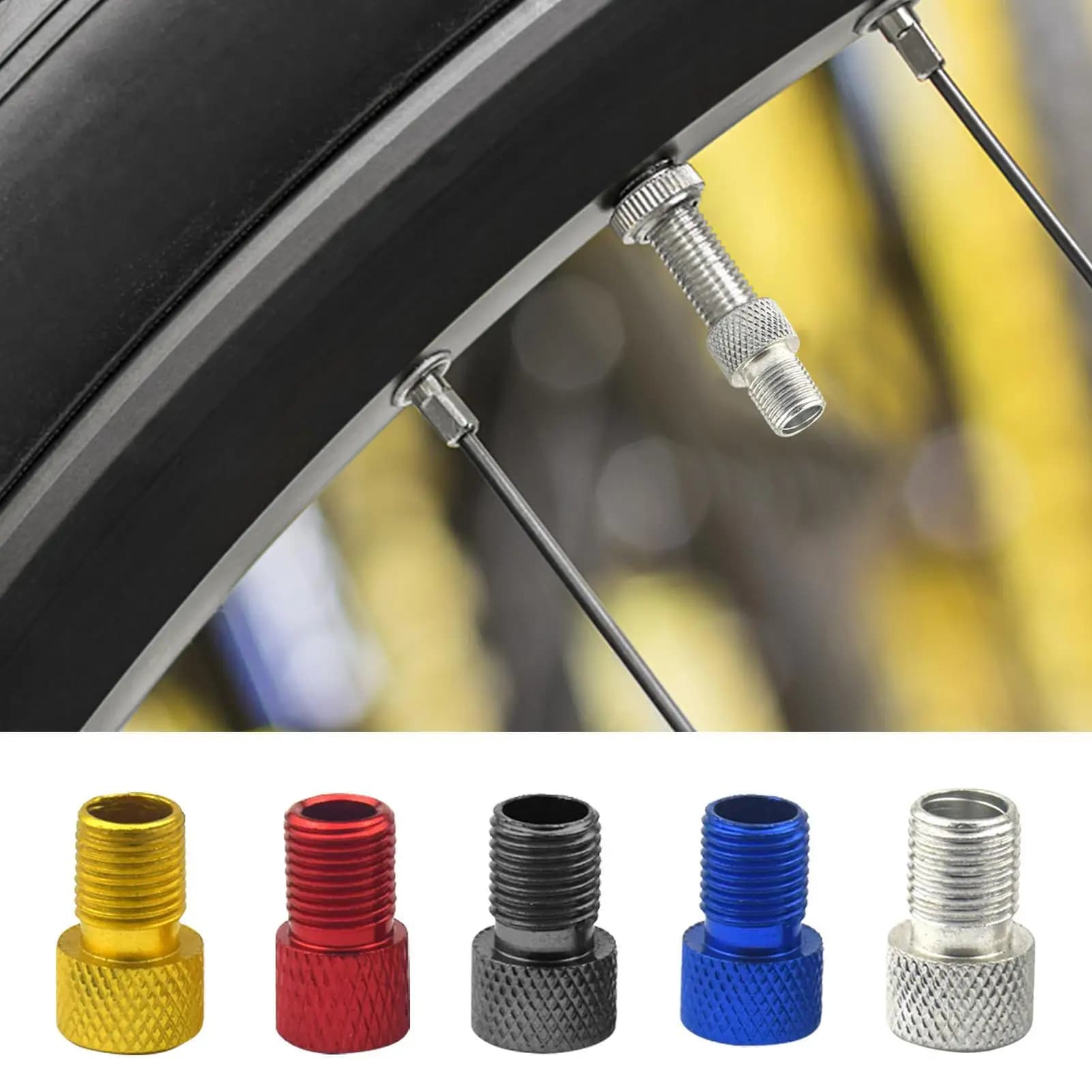 Adattatore per Gonfiaggio Pneumatici con Blocco di Sicurezza, Adattatore per Gonfiaggio Bici, Tappi per Attrezzi Bici, Conversione Ugello per Camera d'Aria per Mountain Bike