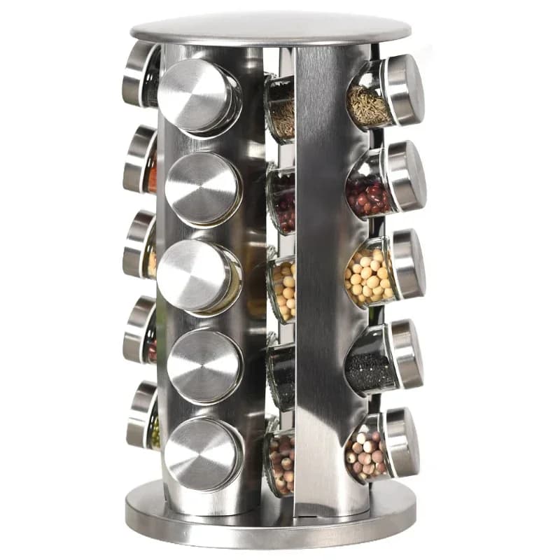 barattoli portaspezie rotanti pigri, organizer per condimenti, set di portavasi per spezie da cucina, organizer girevole per spezie in acciaio inossidabile