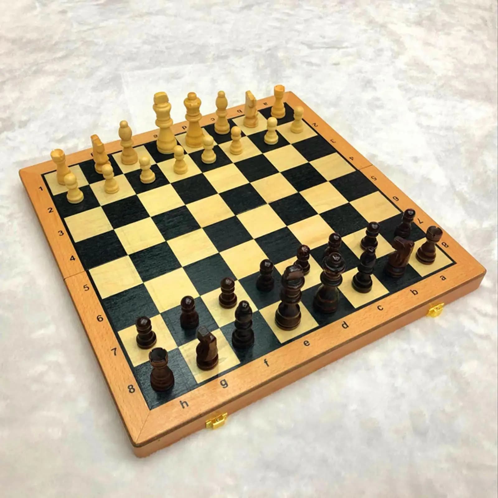 Set di Scacchi in Legno Grande 39x39cm, Pieghevole, con Pezzi e Scacchiera in Legno per Viaggi