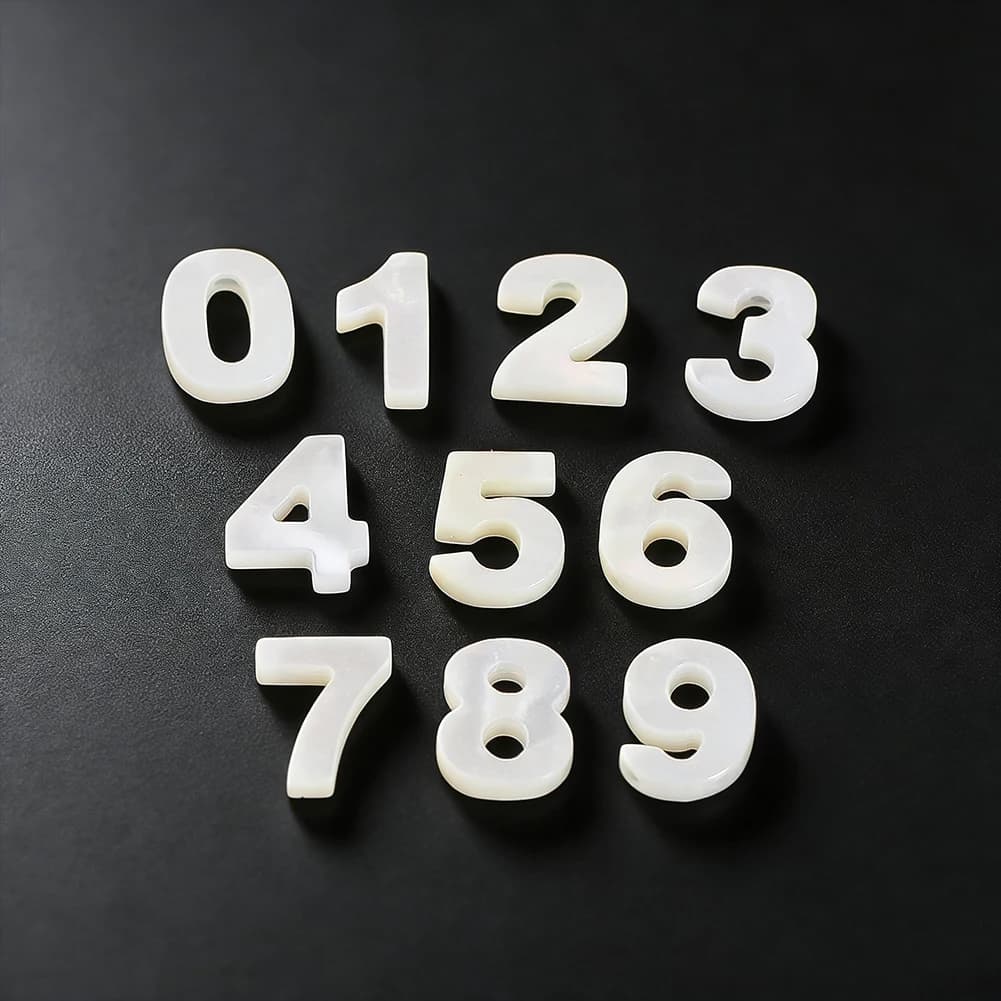 White MOP Shell Number Beads 0-9 Loose Spacer Beads for DIY Garment Jewelry Making Bracelet Necklace Earring Key Chains Pendant