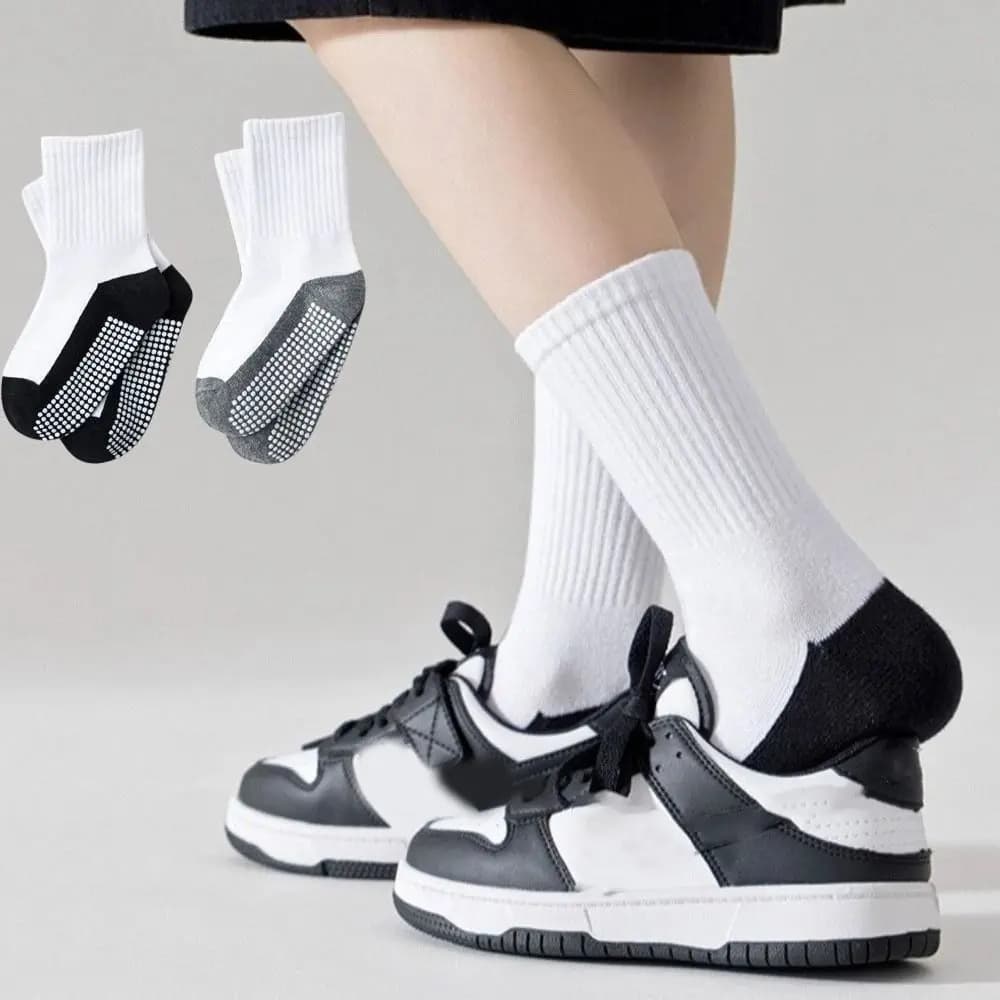 5Pairs Mid Tube Anti-Slip Socks Solid Cotton Sticky Children's Floor Socks Breathable Non-Slip Gripper