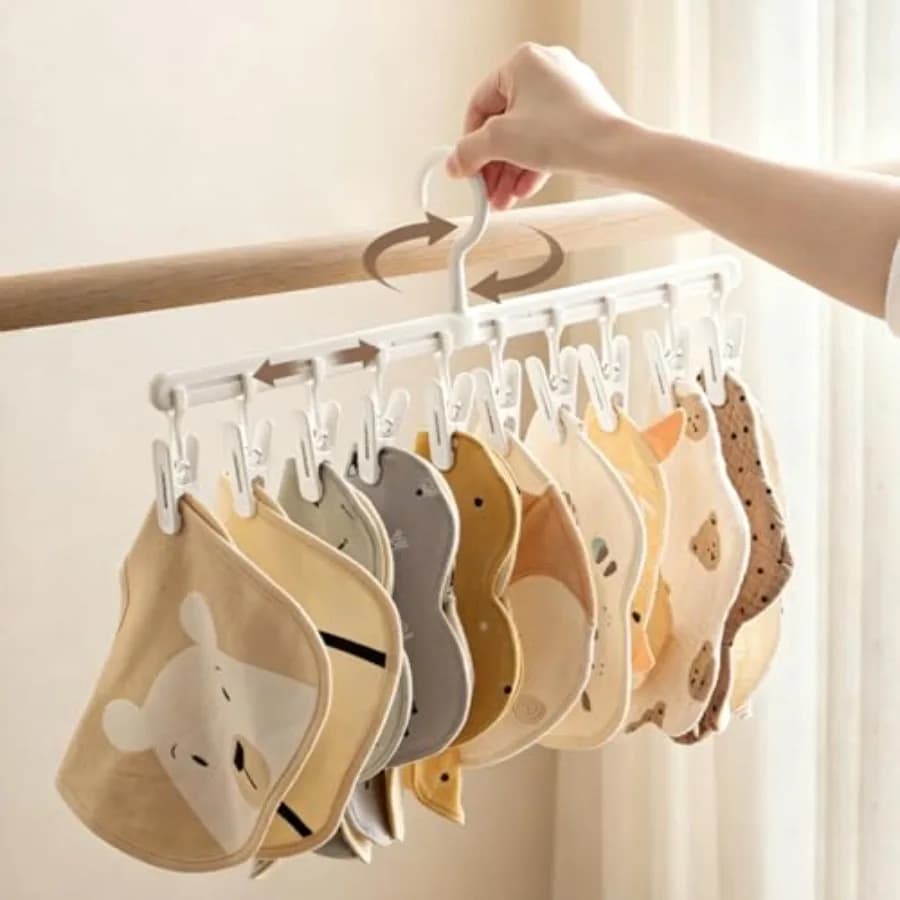 360° Rotatable Hat Organizer Hanger, Cap Hanger for Baseball Caps with10 Clips - Adjustable Space-Saving Hat Organizer for Clos