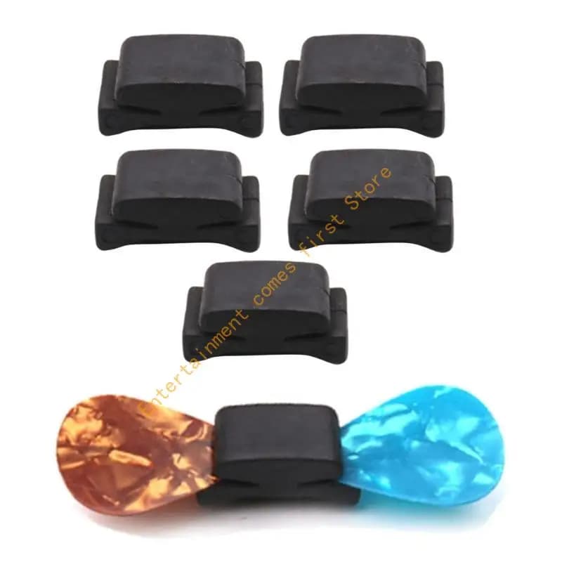 5pack Portables Rubber Pick Holders Professional Strong Grip Guitar Pick Clip for Safe and Convenient Use 55KD