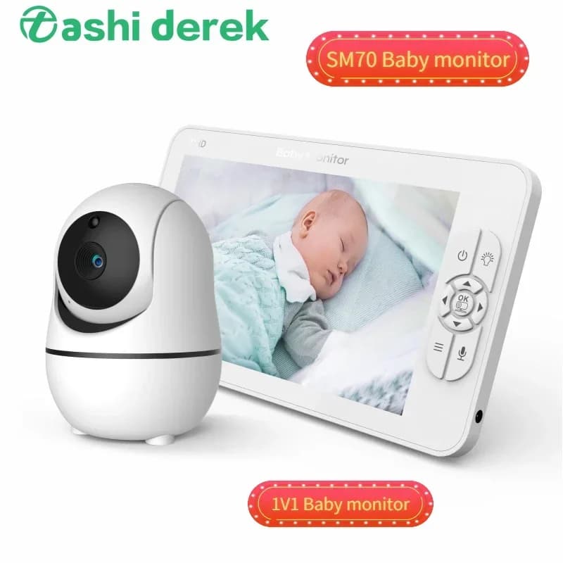 Baby monitor da 7 pollici con telecamera Video wireless Nanny HD 720P Sicurezza Visione notturna Allarme pianto Monitoraggio della temperatura SM70