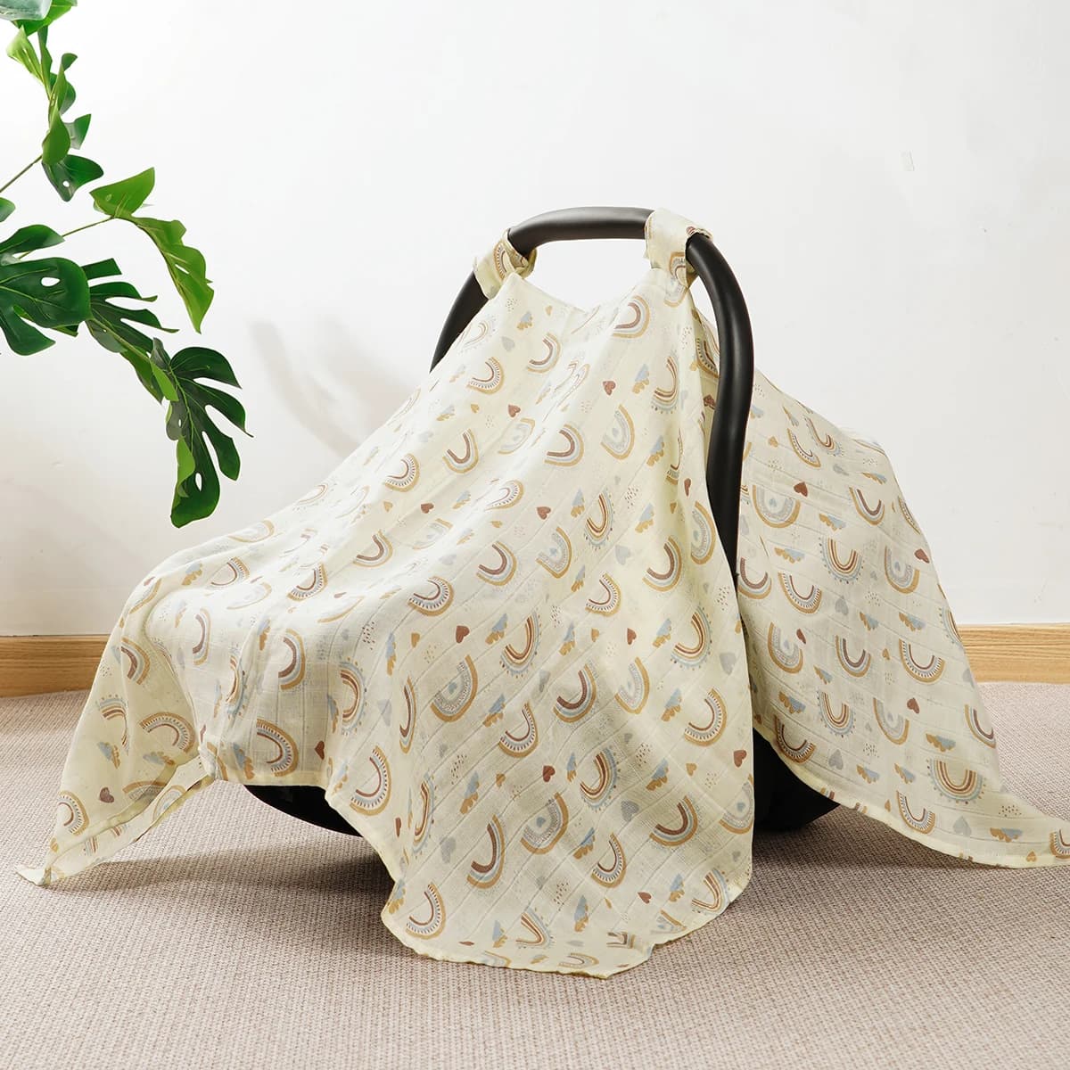 1 pezzo 90 * 114 cm copertura per passeggino in cotone di bambù, copertura per baldacchino per seggiolino auto, copertura per cestino da trasporto universale per ragazzi e ragazze