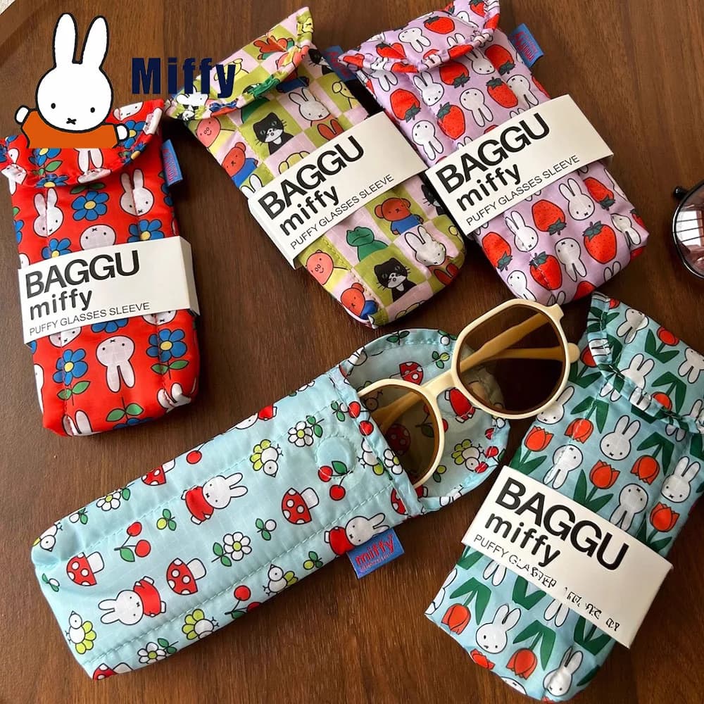 Borsa portaoggetti per occhiali Kawaii Miffy Custodia protettiva per occhiali da sole con chiusura magnetica carina Borsa portaoggetti rettangolare Regalo per ragazza