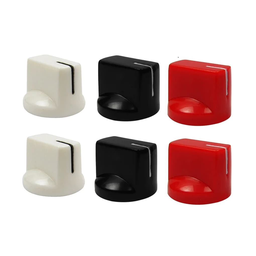 FLEOR 6PCS Manopole per amplificatore per chitarra a testa piatta in plastica Manopole di controllo del pedale dell'effetto