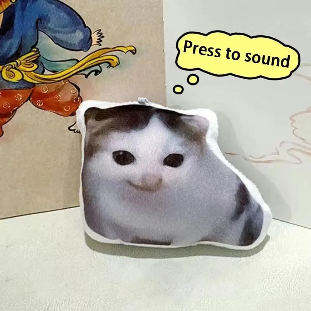 With Sound Cat Voice Keychain Bag Pendant Kitten Voice Funny Meme Keyring Cartoon Stuffed Animal Oiiai Sounder Keyring