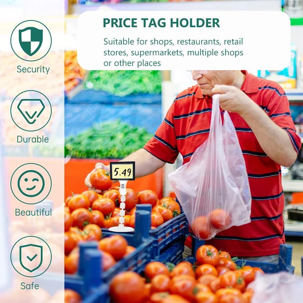 Set di 3 Portaetichette Girevoli in Plastica, Supporto Adesivo da Tavolo per Etichette, per Ristoranti, Negozi, Supermercati, Espositori per Menu e Cartellini
