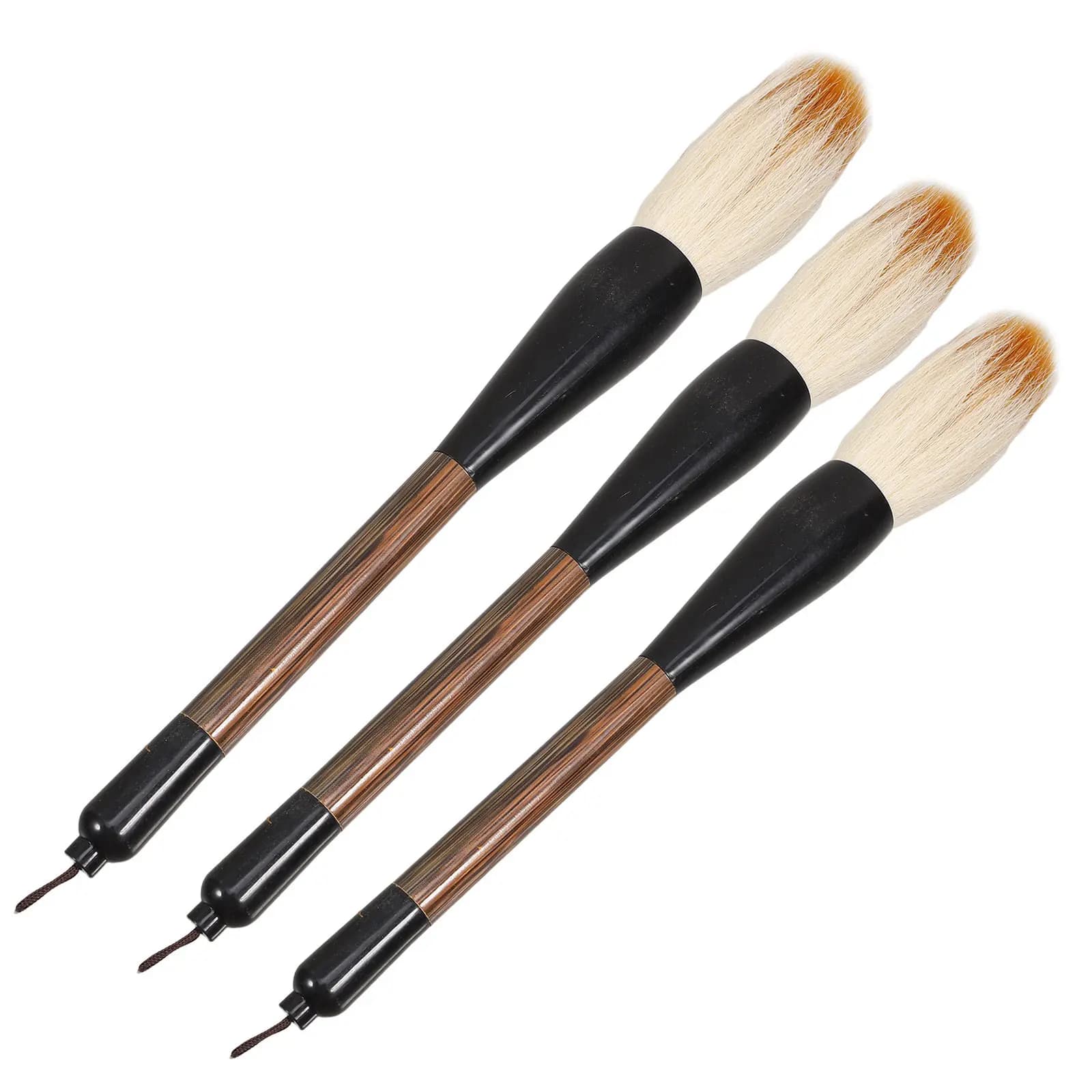 3Pcs Chinese Calligraphy Ink Brush Set Large Medium Small Painting Drawing Brush Pen Comfortable Grip Smooth Strokes Art