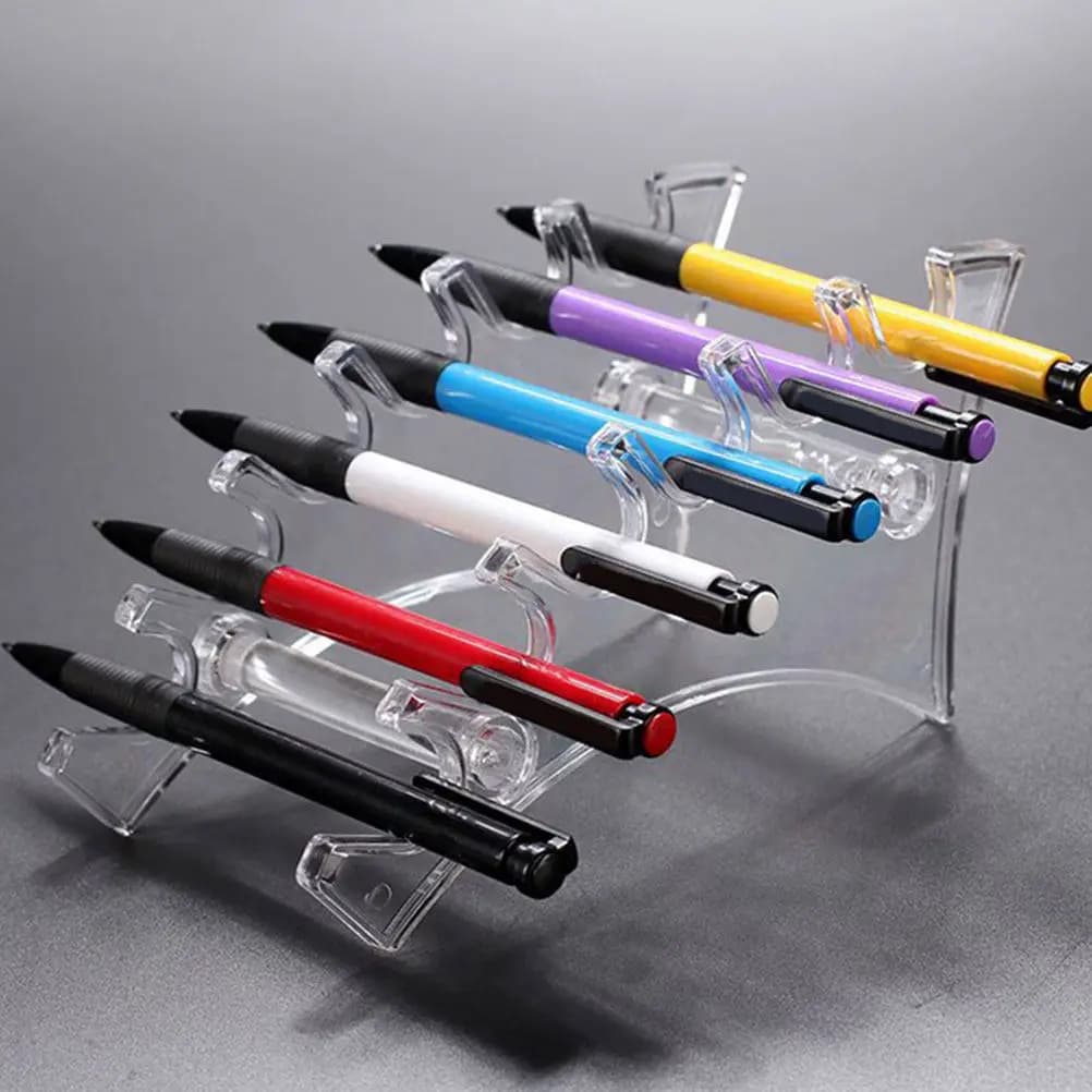 Robust plastic horizontal display for pens, 2 pieces, with 7 compartments, makeup brush holder, versatile organizer for painting brushes and eyebrows