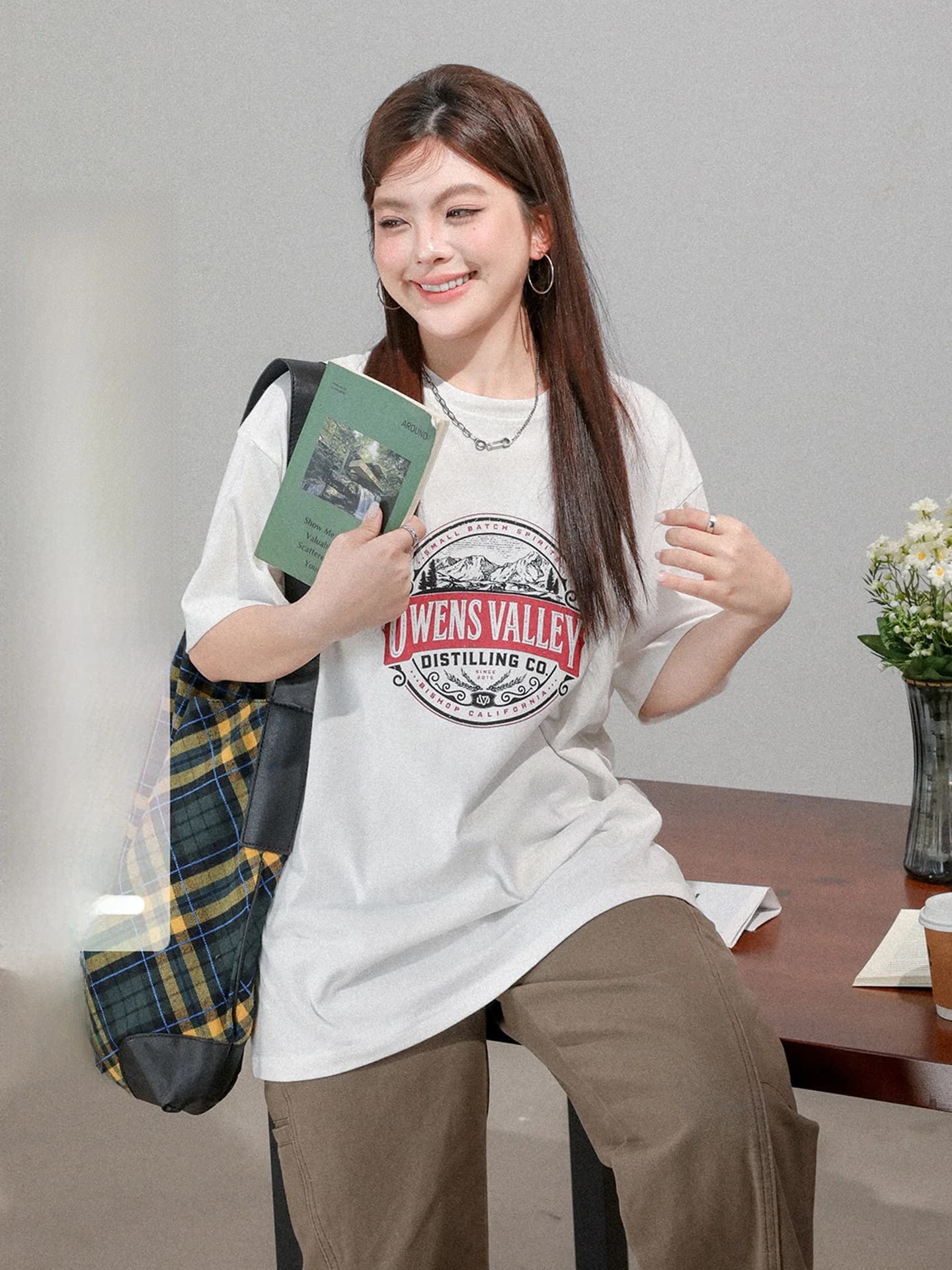 Summer Women's Loose Short Sleeve T-Shirt plus Size Conceals Belly Casual Style Universal Fit Student Daily Wear round Neck