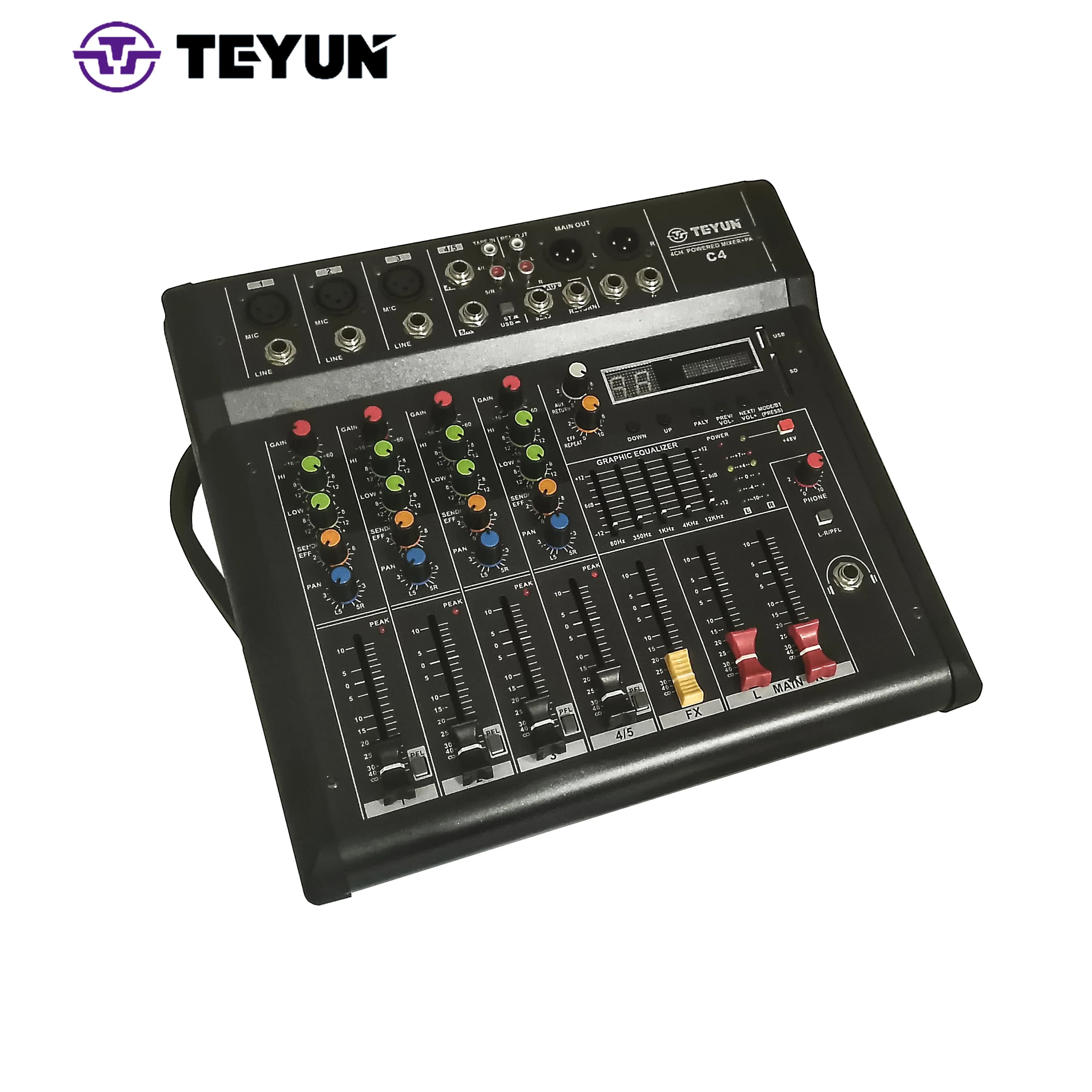 C4 Mixer professionale Amplificatore di potenza Macchina all-in-one KTV Karaoke Post Livello Audio Amplificatore di potenza domestico Scheda audio