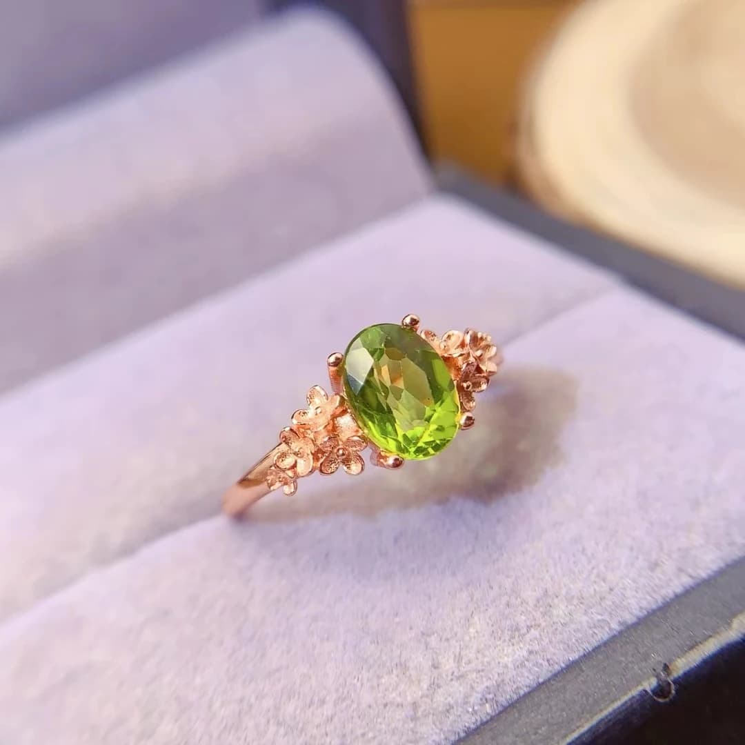 KJJEAXCMY Anello peridoto naturale bestseller S925 in argento sterling brillante elegante design semplice gioielli di fascia alta per il compleanno