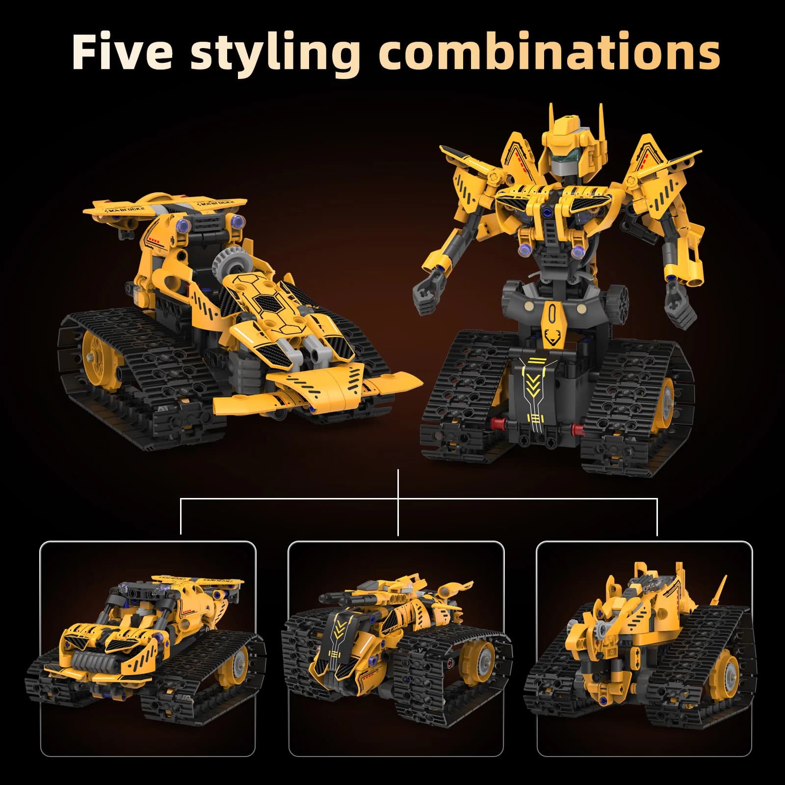 K96145 Blocchi da Costruzione Robot Elettrico RC 5 in 1 MOC STEM DIY Trasformabile Motorizzato Regalo di Compleanno e Natale per Ragazzi, Bambini e Adulti