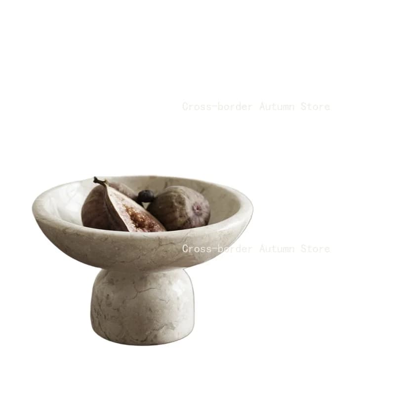 Marble High Foot Storage Tray Decorative Dried Fruit Snack Candy Dish for Entryway & Table