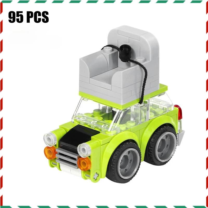 MOC Mr Beaned Racing Car Building Block Kit - DIY Assembly Bricks Cartoon Figure Vehicle Model Kids Adults Collectors