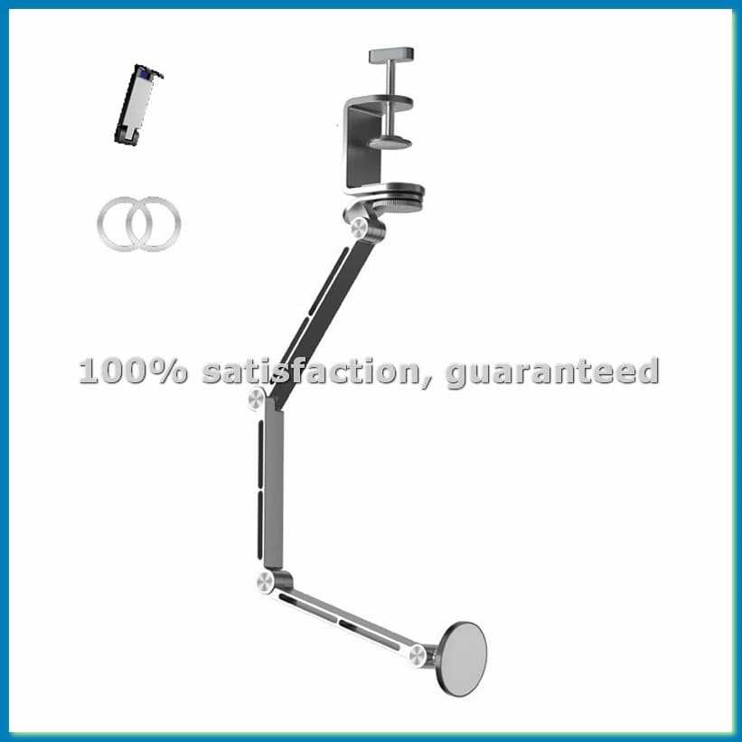 Supporto per tablet Supporto da tavolo Supporto per telefono 360 ° Staffa magnetica per fissaggio ufficio pieghevole girevole Grigio-VVNB