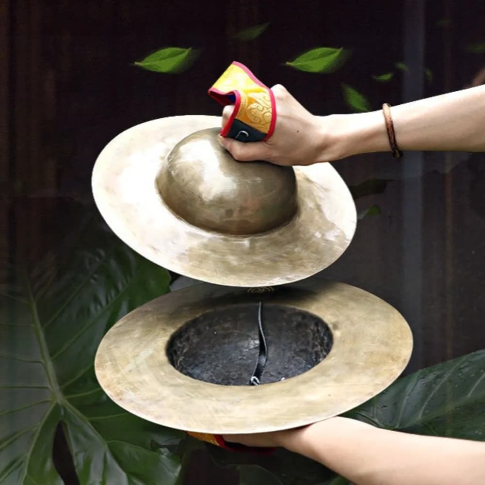 Nepal Handmade Large Copper Cymbal Bell 28.5cm Meditation Sound Healing Percussion Instrument Vintage Tibetan Cymbal Portable