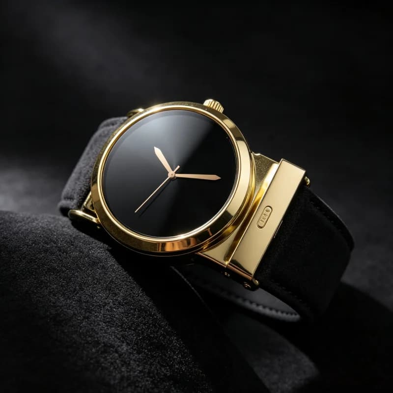 1Pcs Gold Watch-Shaped Alloy Automatic Belt Buckle Only, Fits Belt Straps Width ≤3.5Cm, Men Replacement Buckle Matches Suit Pant