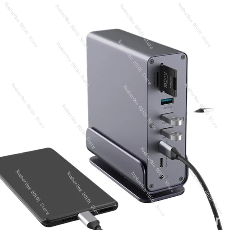 Docking station tipo C 15 in 1: 4 Compatibile con Gigabit Ethernet – Hub USB verticale da tavolo